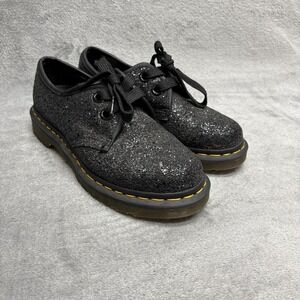 DR Martens 1461 FARRAH Black Shiny Glitter Oxford Shoes Womens Size 6